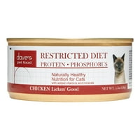 Dave 's Pet Food Restricted Diet proteine-fosfor pui Licken' mâncare bună pentru pisici umede, 5. oz. Cutii