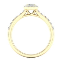 Inel de logodnă Imperial Ct TDW Emerald Diamond Halo din aur galben de 10k