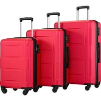 Set de bagaje Aukfa Hardside set de valize pentru bagaje cu roți rotative și blocare cu cifre-roșu