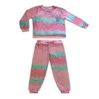 Set de pijamale termice din 2 piese pentru fete moderne pentru copii, cu strasuri