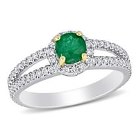 Miabella femei Carat Emerald Carat Diamond 14kt două tonuri de aur Split-Gamba inel