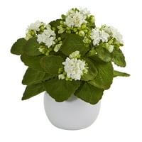 Aproape Natural 8 Kalanchoe plantă artificială în vază albă