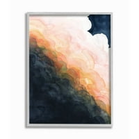 Stupell Industries Storm Cloud Abstraction la apus de soare acuarelă încadrată design de artă de perete de Grace Popp, 16 20