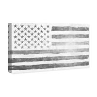 Wynwood Studio Americana și Patriotic Wall Art Canvas printuri 'Rocky Freedom All Silver' steaguri americane-gri, alb
