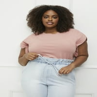 Elemente tricou pentru femei Plus Size cu mâneci tăiate