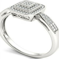 Carat T. W. diamant Cluster pătrat-forma dublu Halo 10kt aur alb inel de logodna