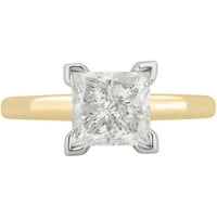 2. Carat TW 14kt Aur Galben Printesa diamant Solitaire inel de logodna vine într-o cutie