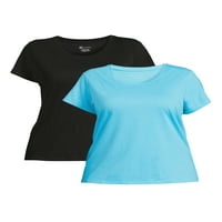 No Boundaries Junior ' Plus Size Crewneck T-Shirt cu mâneci scurte, 2-Pack