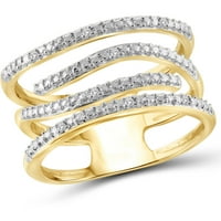 Diamant alb Accent 14kt aur peste val de argint inel deschis