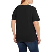 Femei Plus-Size maneca scurta V-Neck Tee