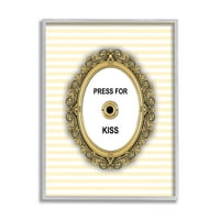 Presă Stupell Industries pentru Kiss Romance artă grafică artă încadrată Gri imprimare artă de perete, Design de Martina Pavlova