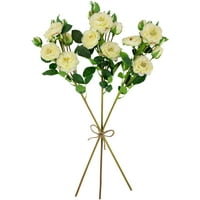 Set de spray-uri florale artificiale albe Real Touch Camellia Rose 23