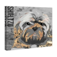 Wynwood Studio Animals Wall Art Canvas printuri 'Love My Shih Tzu' câini și cățeluși-gri, auriu