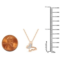Imperial 0.03 Ct TDW diamant fluture pandantiv Neclace în 10k Rose Gold