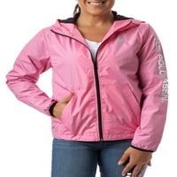 Polo Assn. Jachetă de ploaie cu glugă cu imprimeu lateral pentru femei