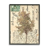Stupell Industries țară Vintage Postal Card toamna copac negru încadrată arta de perete, 20, Design de Alonzo Saunders