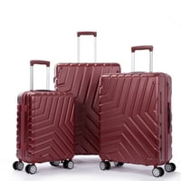 Valiză pentru bagaje, set de bagaje Hardshell cu roți Spinner, Valize de călătorie extensibile PC + ABS cu blocare TSA,, roșu