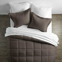 Lenjerie nobilă pat de ciocolată din 8 piese într-o pungă set de lenjerie de pat din microfibră, King