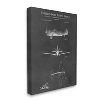 Stupell Industries us Aircraft Patent Diagram Galerie de artă grafică cu imprimare pe pânză învelită artă de perete, Design de