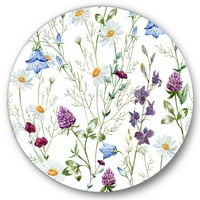 Designart 'Wildflowers Clover Bell și Chamomile I' artă tradițională de perete din metal cerc-Disc de 29