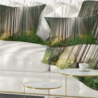 Designart pădure verde în ceață Panorama-peisaj imprimat arunca perna - 18x18