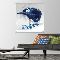 Los Angeles Dodgers-Poster de perete cu cască de picurare cu cadru Magnetic din lemn, 22.375 34