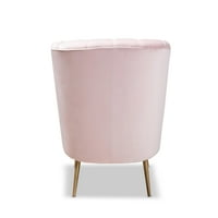 Baxton Studio Emeline Glam și Luxe, țesătură de catifea roz deschis, tapițată, finisată cu aur periat, scaun Accent
