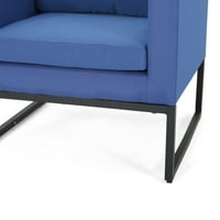 Noble House Jaziya scaun de club tapițat Modern în aer liber, Set de 4, Bleumarin