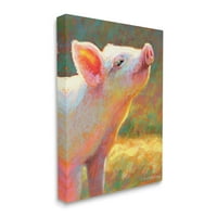 Porc Roz Fericit Animale De Fermă Însorite Și Insecte Galerie De Pictură Pânză Învelită Artă De Perete Imprimată
