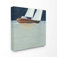 Stupell acasă D Eurocor Calm Transparent mare barca cu pânze Ocean albastru maro plaja pictura panza arta de perete de-a treia