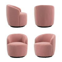 Scaun pivotant cu butoi Aukfa, tapițat scaun cu braț pivotant cu Accent 360 pentru sufragerie-Roz