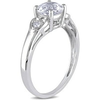 1-Carat T. G. W Topaz alb și diamant-Accent inel de logodnă din Aur Alb de 10kt
