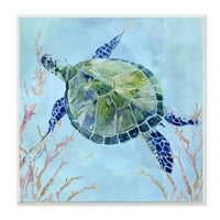 Stupell Industries broască țestoasă acvatică de mare adâncime Orange Kelp Water Turtle, 12, Design de Carol Robinson