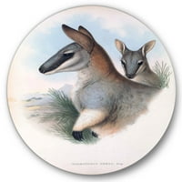 Designart' Ancient Kangaroo ' Farmhouse Circle Metal Wall Art-Disc de 23