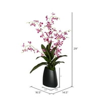 Vickerman De Zi Cu Zi 29 Interior Artificial Mini Dans Violet Orhidee - Înalt Negru Oală Ceramică-Aranjament Decorativ De Poliester