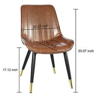 Design Group Retro fără brațe maro scaun lateral de luat masa cu picioare aurii, Set de 4