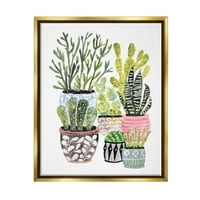 Stupell Diverse Cactus Casa Plante Botanic & Floral Pictura Aur Floater Încadrată Arta Imprimare Perete Arta