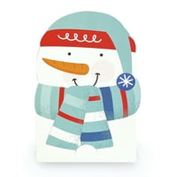 Timp de vacanță om de zăpadă alb cu eșarfă albastră și pălărie cu sclipici în formă de plic cadou Card titular