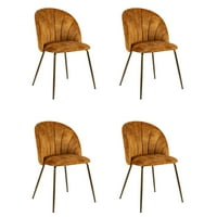 Design Group Velvet Brown scaun de luat masa cu picioare din alamă pentru living de bucătărie, Set de 4
