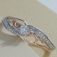 Imperial 10k Rose Gold + Sterling Silver 1 10ct diamant Twin inima Solitaire Bypass inel