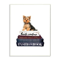Stupell Industries designer de moda Pet Dog Bookstack acuarelă perete Placa de Amanda Greenwood