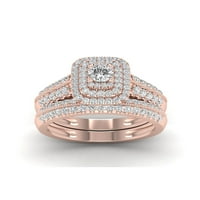 1ct TDW diamant 14k aur roz Halo inel de logodna Set