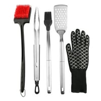 PITMaster King Cook & Clean BBQ Grill Essentials Set de valori cu clești, spatulă, perie de Basting, perie de curățare și mănuși